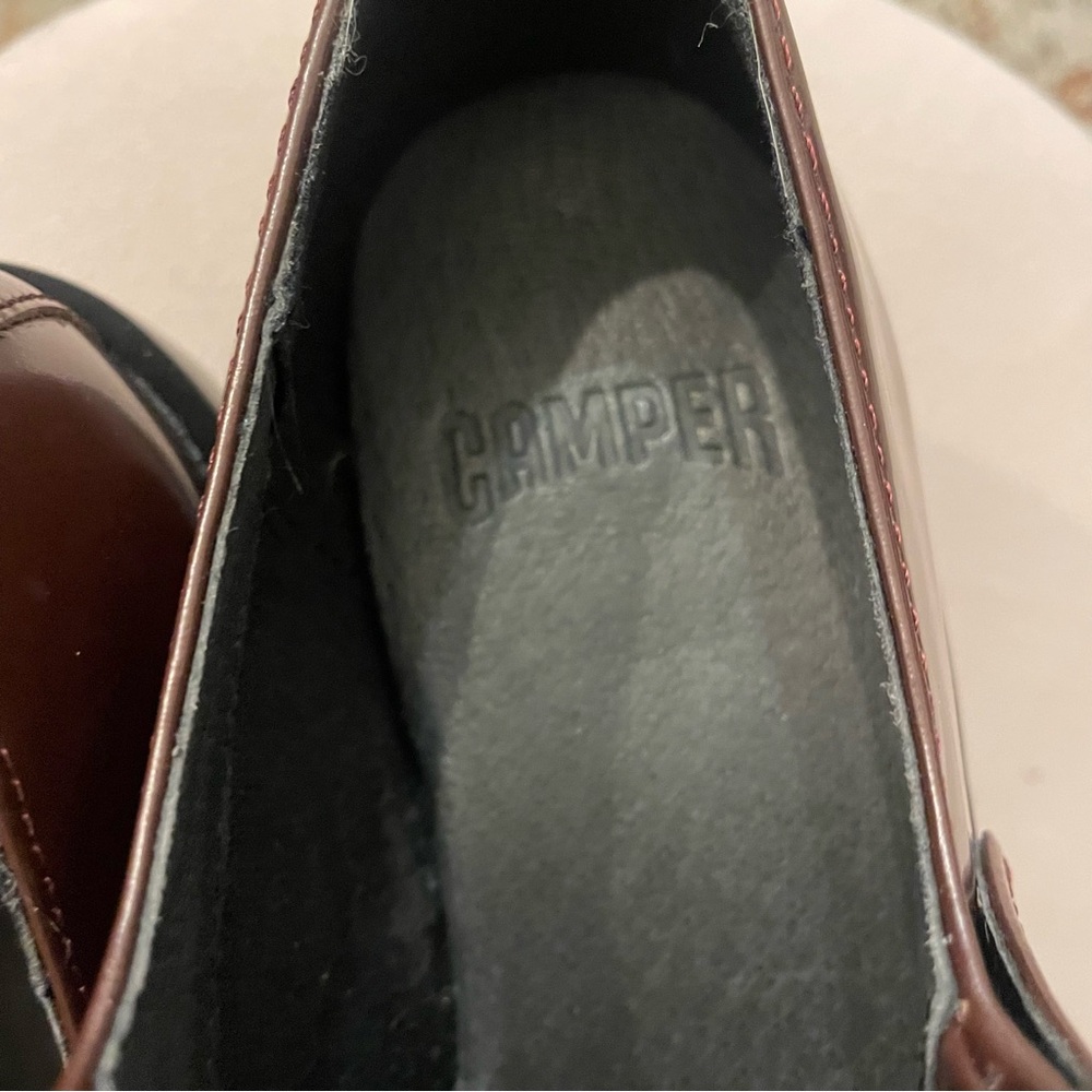 NWOT Camper Billie Platform Mary Jane Heeled Leather Shoes in Burgundy - Picture 9 of 13